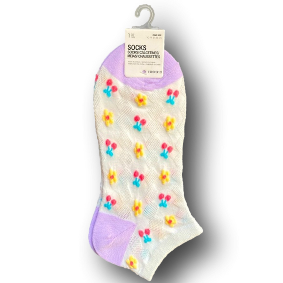 Forever 21 Accessories - 3/$15 Flowers & Cherries Funny Novelty Ankle Socks - Brand New